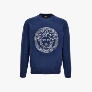 Knit Sweater In Unbrushed Fleece Fabric-Medusa Print-Versace - Pink