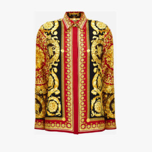 Formal Shirt In Barocco 92 Foulard On Silk Twill - Black