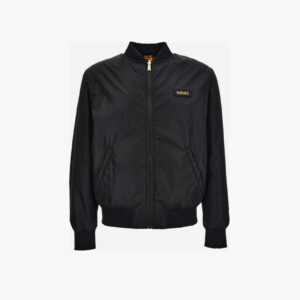 Blouson In Technical Fabric Plain-Medusa Leafy Print - Black-Gold
