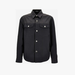 Informal Shirt In Combo Fabrics Cotton Gabardine Wr+Ecofriendly La Greca Techno Canvas Wr - Black