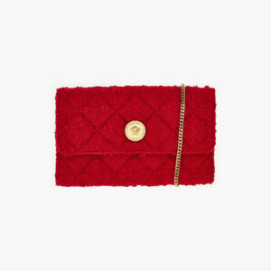Wallet On Chain In Fabric - Lipstick Red-Versace Gold
