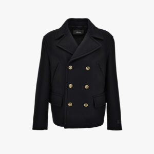 Coat In Wool Armoured Cloth Fabric - Black