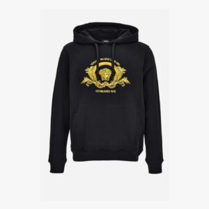 Sweatshirt In Non-Brushed Sweat Fabric-Medusa Embroidery - Black-Gold