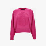 Knit Sweater In Wool Cashmere Medusa Towel Stitch - Dragon Fruit