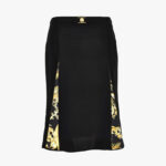 Skirt In Enver Satin-Twill Poly Details Baroque Palm Allover Print - Black-Gold
