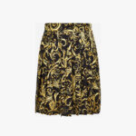 Skirt In Baroque Cheetah Print Twill Poly - Black-Gold