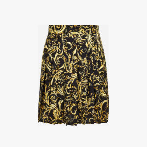 Skirt In Baroque Cheetah Print Twill Poly - Black-Gold