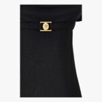 Dress In Techno Piquet Stretch Fabric-Poly Details - Black