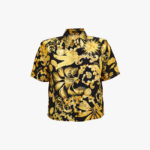 Informal Shirt In Twill Poly Baroque Palm Allover Print - Black-Gold