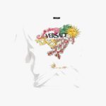 T-Shirt In Jersey With Versace Palm Print - White-Multicolor