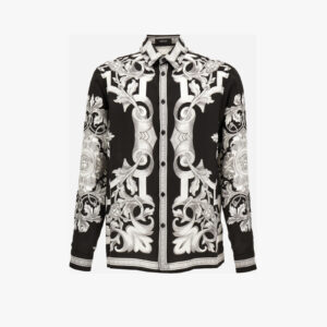 Informal Shirt In Twill Poly Architectural Barocco Print - Black-Grey