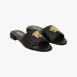 Sandal In Calf Leather - Black-Versace Gold