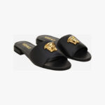 Sandal In Calf Leather - Black-Versace Gold