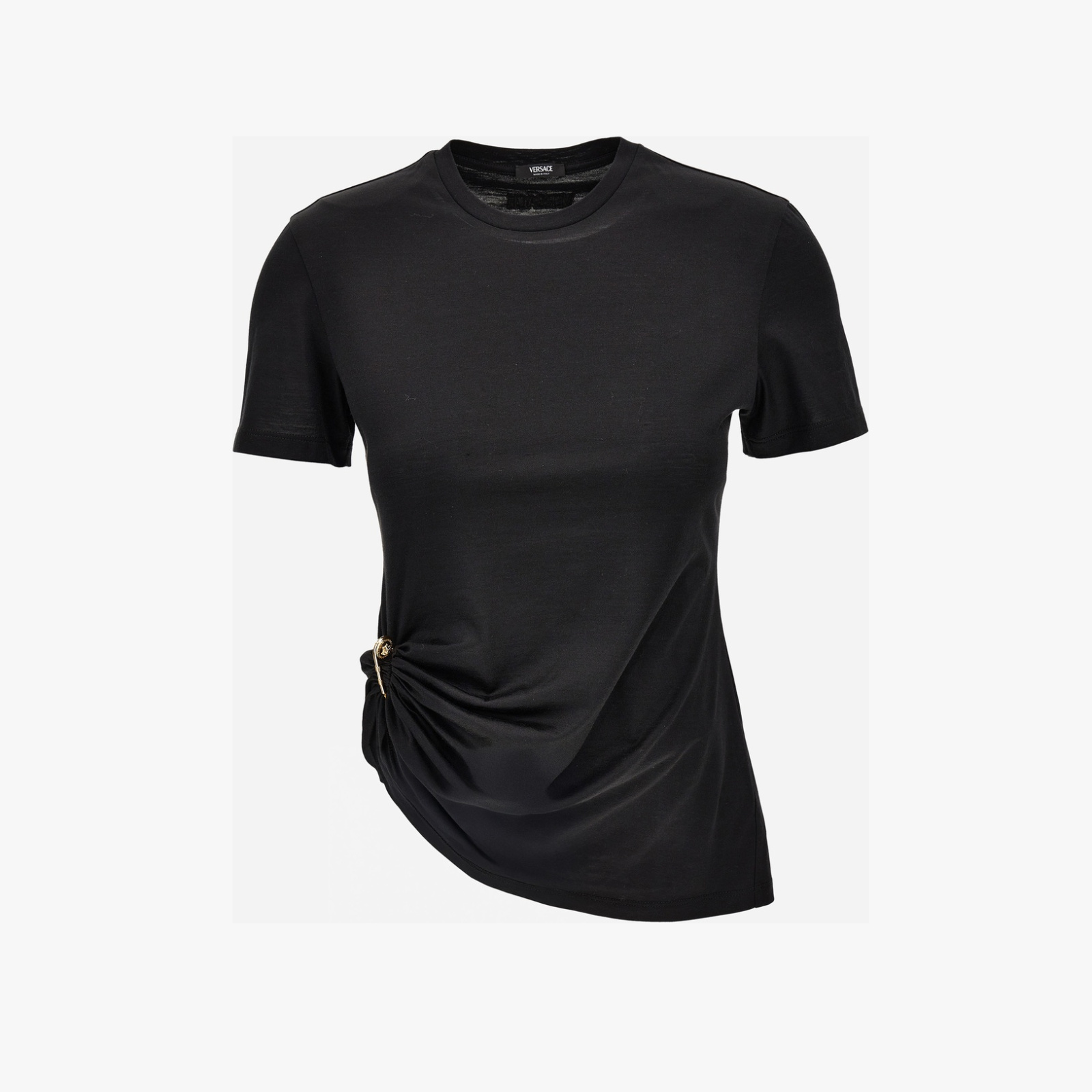 T-Shirt In Versace Logo Silk Yd Cotton Mix Jersey - Black T-Shirt In Versace Logo Silk Yd Cotton Mix Jersey - Black