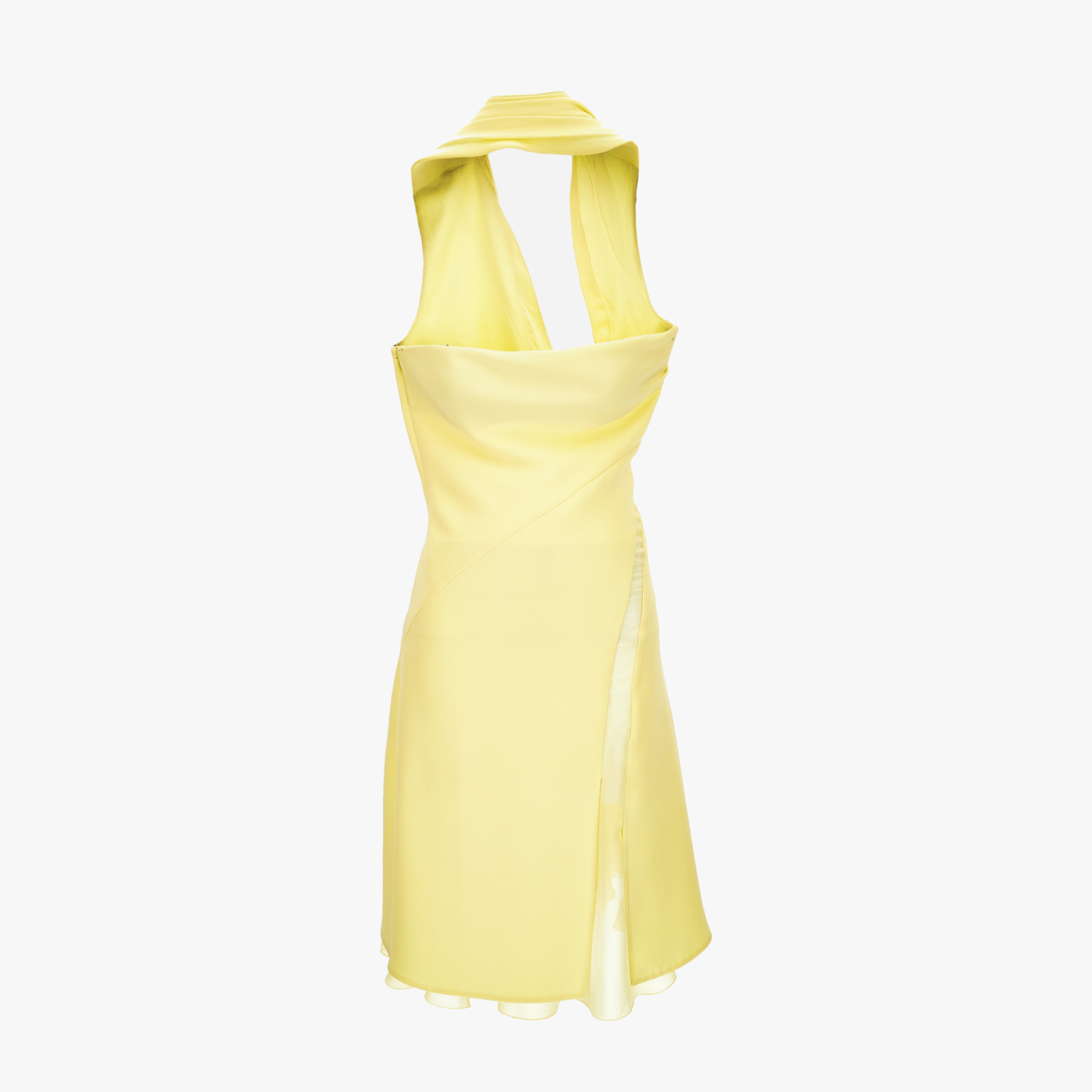 Dress In Silk Cady - Yellow Dress In Silk Cady - Yellow