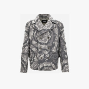 Coat In Responsible Double Splittable Cashmere Mix Macro Barocco Melange - Concrete Melange
