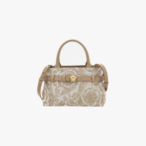 Tote In Jacquard Fabric-Calf Leather - Beige-Beige-Versace Gold
