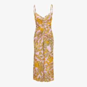 Dress In Jersey Barocco Palm Allover Print - Pastel Pink-Gold