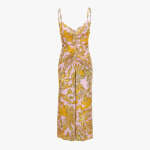 Dress In Jersey Barocco Palm Allover Print - Pastel Pink-Gold