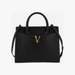 Top Handle In Calf Leather - Black-Versace Gold