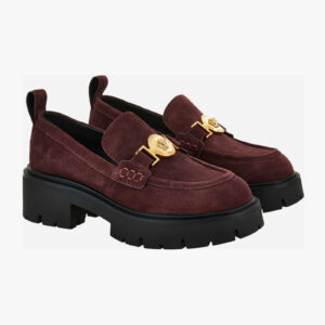 Loafer In Suede-Enamel Hw - Wine-Versace Gold