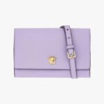 Wallet On Strap In Grainy Calf Leather - Lillac-Versace Gold