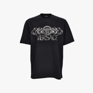 T-Shirt In Jersey Fabric-Chain Print - Black-Grey