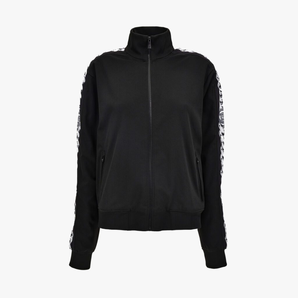 Sweatshirt In Compact Techno Jersey Fabric-Chain Print Inserts - Black-Grey