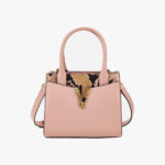 Top Handle In Calf Leather-Printed Python - Nude Pink-Versace Gold
