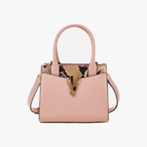 Top Handle In Calf Leather-Printed Python - Nude Pink-Versace Gold