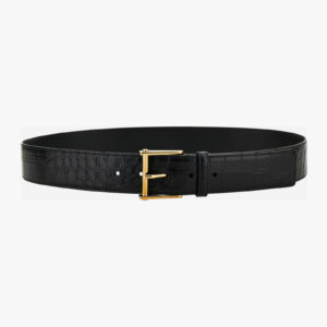 Belt 4 Cm In Embossed Croc Calf Leather - Black-Versace Gold