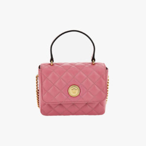 Top Handle In Quilted Lamb Leather - Strawberry Jam-Versace Gold