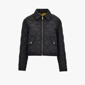 Blouson In Nylon Fabric With Lining Baroque Palm Allover Print Reversible - Black-Gold