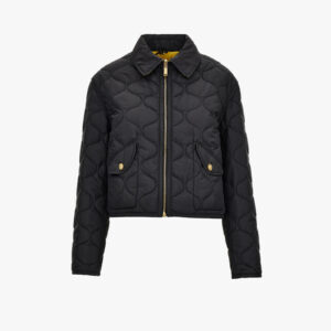 Blouson In Nylon Fabric With Lining Baroque Palm Allover Print Reversible - Black-Gold