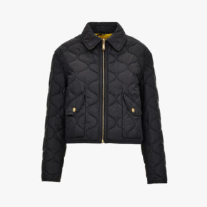 Blouson In Nylon Fabric With Lining Baroque Palm Allover Print Reversible - Black-Gold