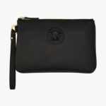 Pouch In Calf Leather - Black-Black-Versace Gold
