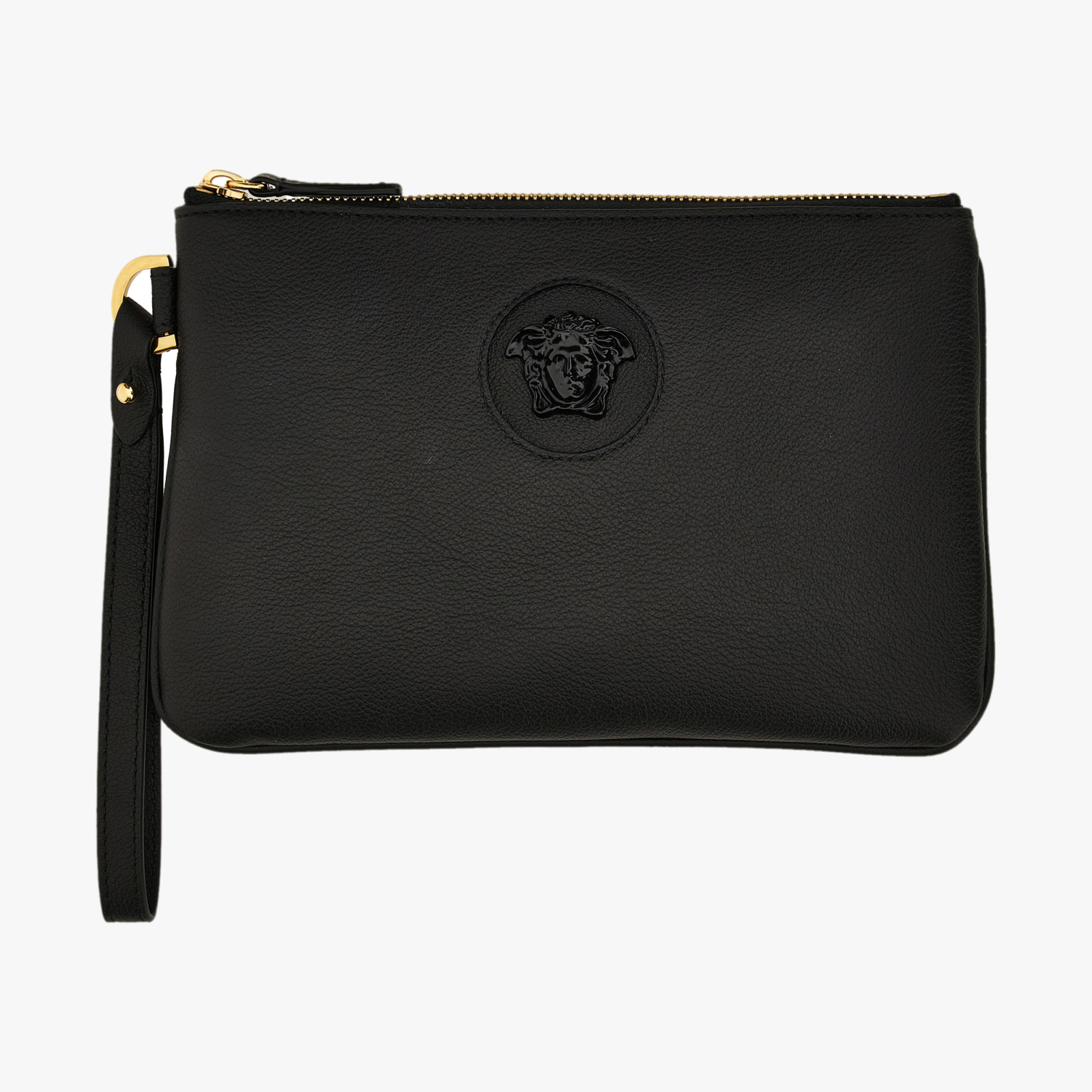 Pouch In Calf Leather - Black-Black-Versace Gold Pouch In Calf Leather - Black-Black-Versace Gold