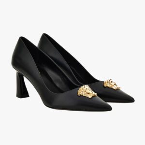 Pump In Calf Leather - Black-Versace Gold
