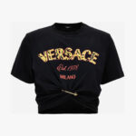 T-Shirt In Jerey Fabric With Versace Milano Barocco 92 Print - Black-Multicolor