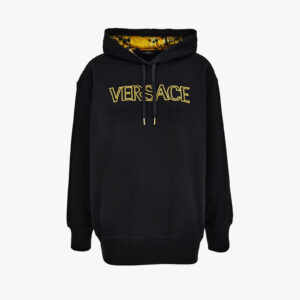Sweatshirt In Sweatshirt With Versace Outline Embroidery - Black-Gold