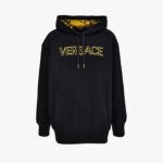 Sweatshirt In Sweatshirt With Versace Outline Embroidery - Black-Gold