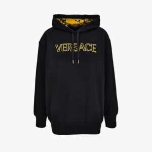 Sweatshirt In Sweatshirt With Versace Outline Embroidery - Black-Gold