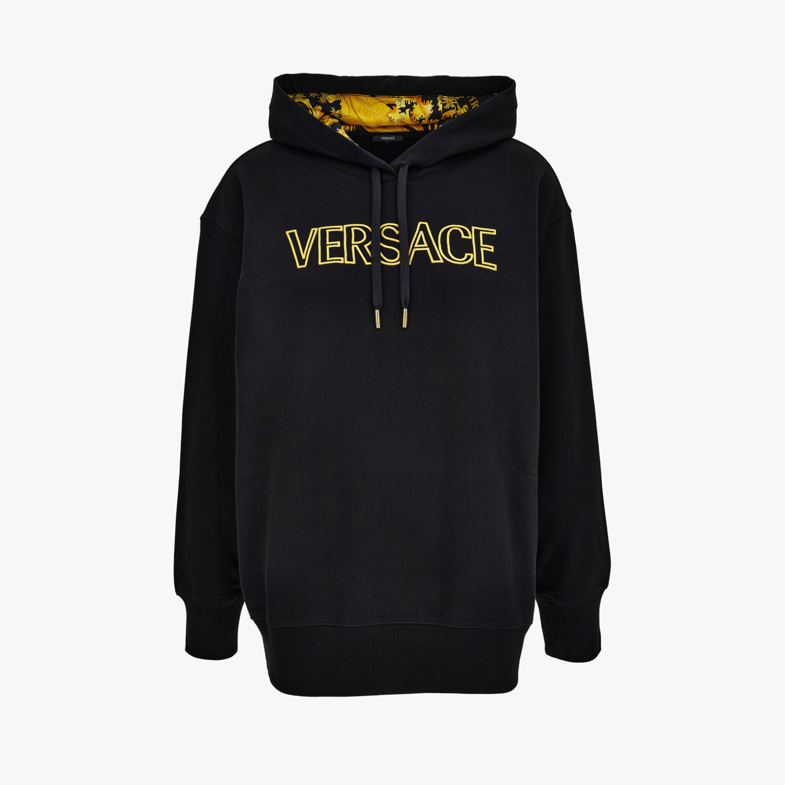 Sweatshirt In Sweatshirt With Versace Outline Embroidery - Black-Gold Sweatshirt In Sweatshirt With Versace Outline Embroidery - Black-Gold