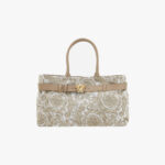 Tote In Jacquard Fabric-Calf Leather