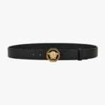 Belt 3,5 Cm In Calf Leather - Black-Versace Gold