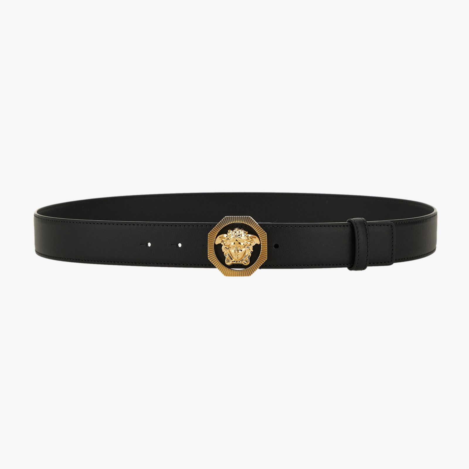 Belt 3,5 Cm In Calf Leather - Black-Versace Gold Belt 3,5 Cm In Calf Leather - Black-Versace Gold