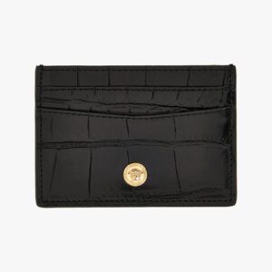 Icon Card Holder In Embossed Croc Calf Leather