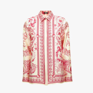 Formal Shirt In Underwater Barocco Bicolour Foulard On Silk Twill - Eggshelldragonfruit