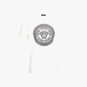 T-Shirt In Jersey Fabric-Medusa Versace Greca Print - White-Black