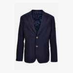 Formal Jacket In Wool Canvas Fabric - Navy